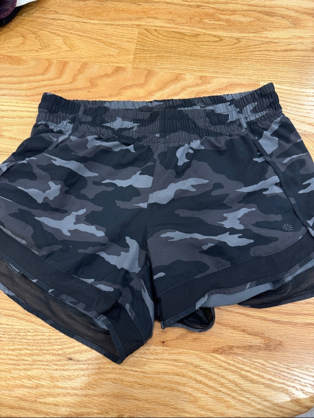 Athleta Black & Gray Camo Athletic Shorts